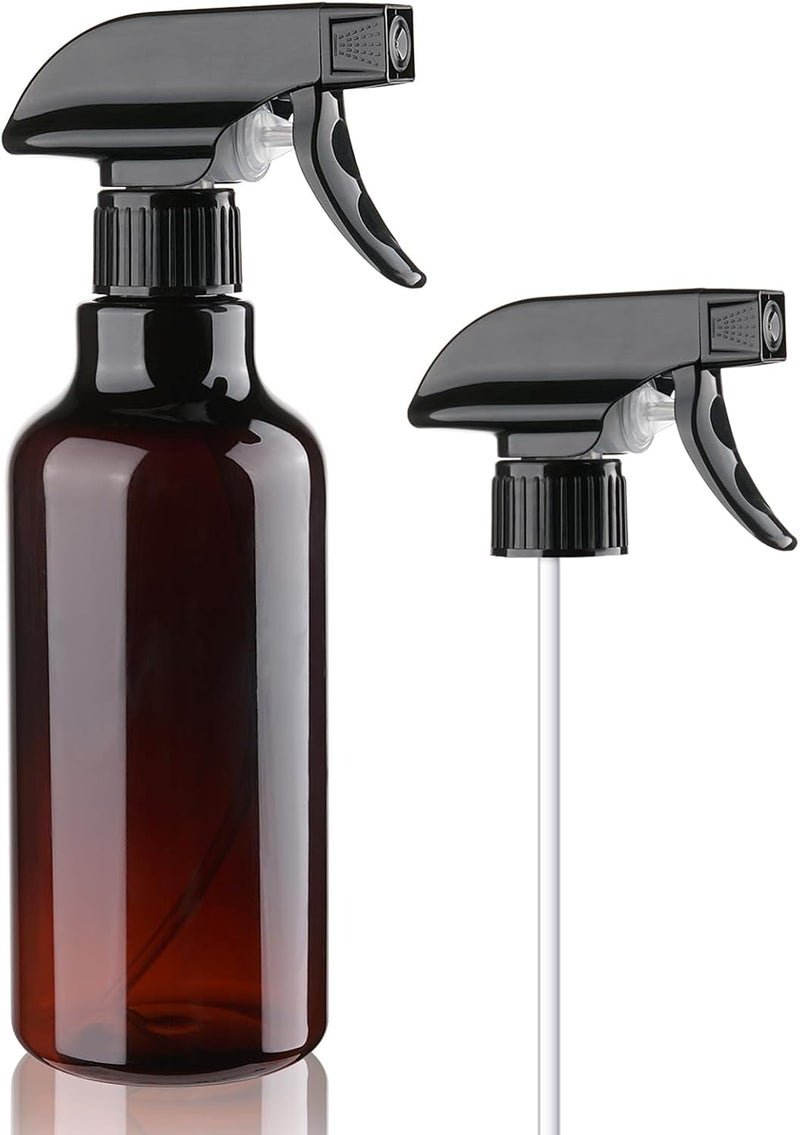 Hethyo Spray Bottles Plastic Spray Bottle for Hair Mist/Stream Heavy Duty Empty Spray Bottles for Cleaning Solutions, Plants, Cooking (16.9oz-Brown+nozzle) - Image 1
